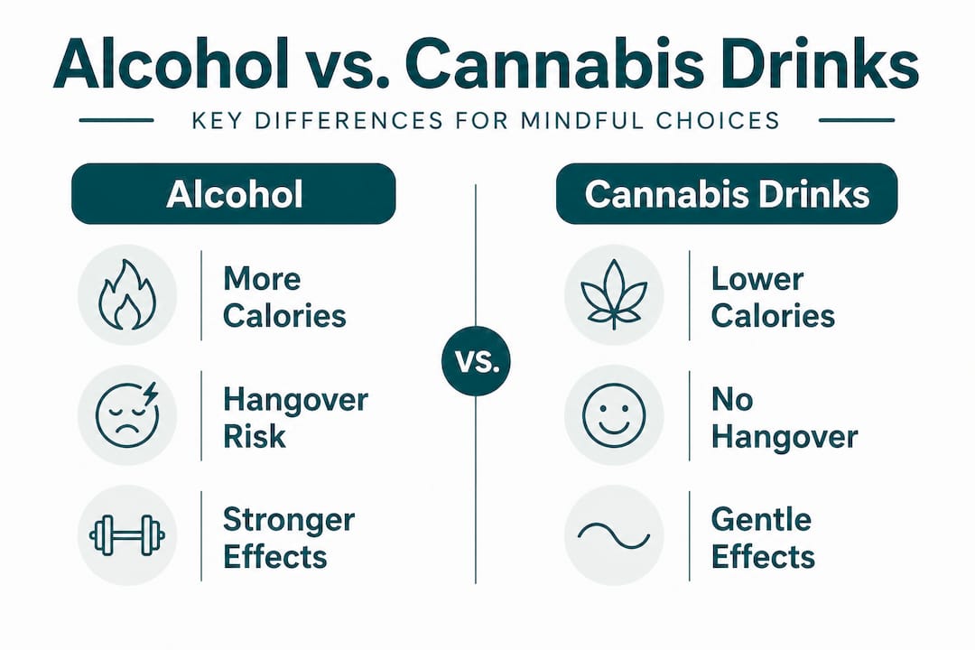 Infographic comparing alcohol and cannabis beverages