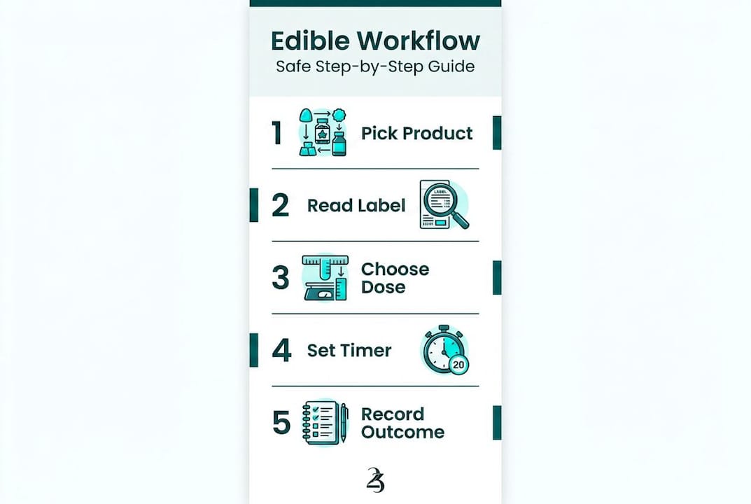 Infographic showing five-step edible workflow