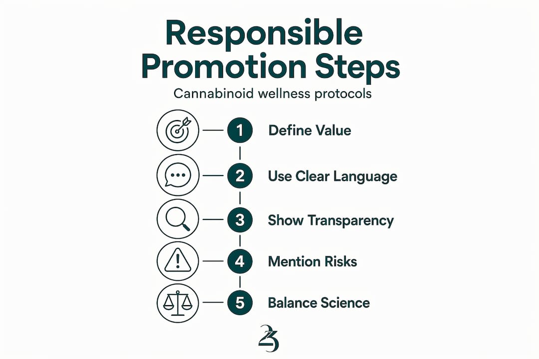 Infographic showing stepwise responsible cannabinoid promotion