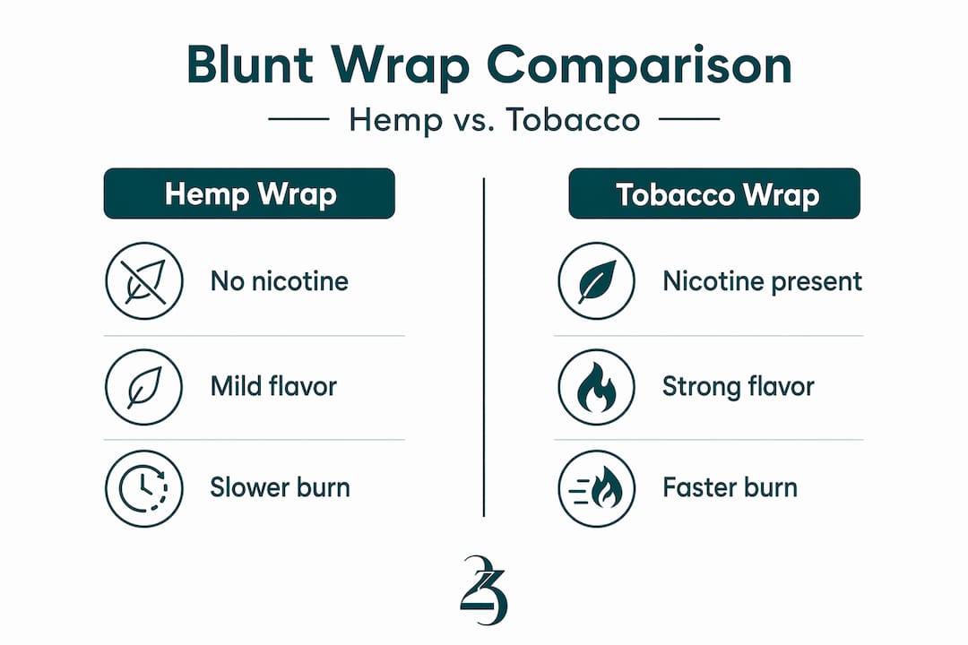 Infographic comparing hemp and tobacco blunt wraps