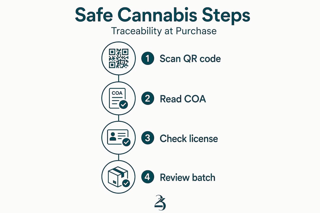 Infographic showing safe cannabis purchasing steps
