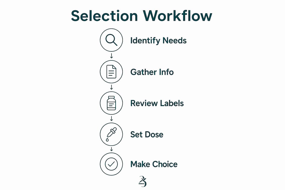 Infographic of step-by-step cannabis product selection process