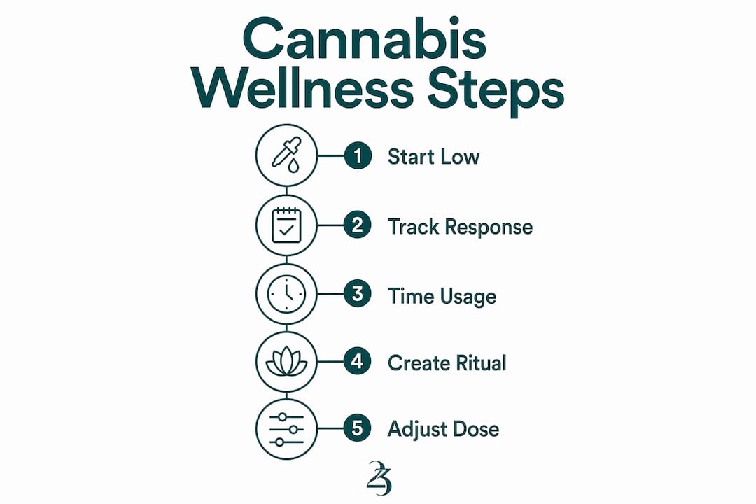 Infographic illustrating cannabis wellness steps