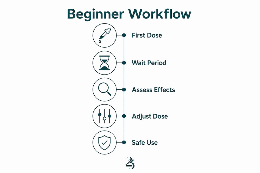 Infographic outlining beginner cannabis workflow steps