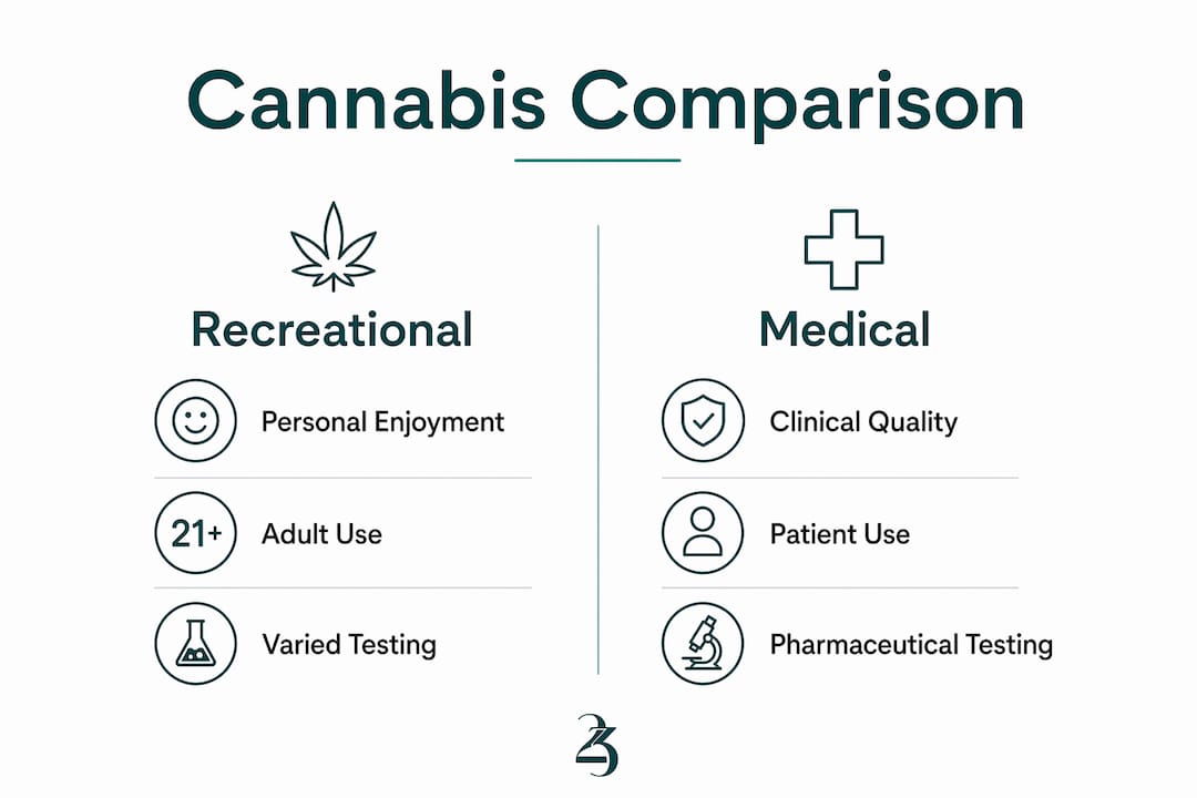 Infographic comparing medical and recreational cannabis