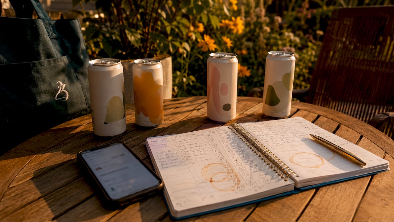 Cannabis tracking journal and app with beverage cans