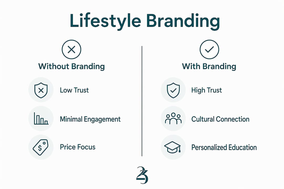 Infographic comparing hemp market with and without lifestyle branding