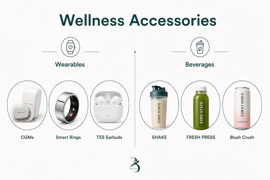Infographic comparing wellness wearables and beverages