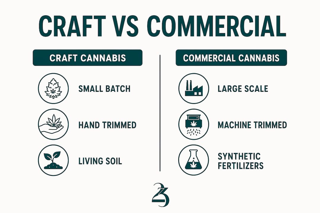 Infographic comparing craft and commercial cannabis