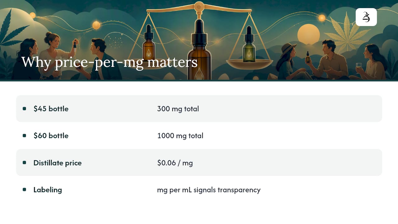 Why price-per-mg is the only metric that actually matters — overview diagram