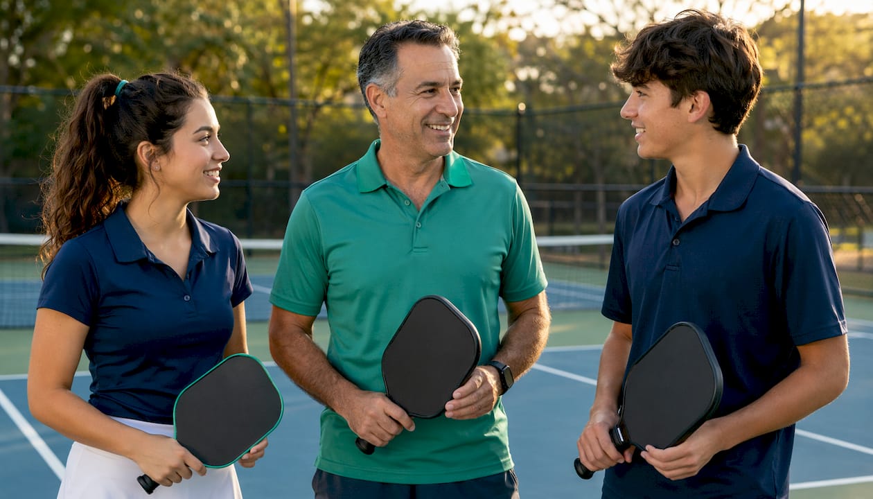 Diverse players representing pickleball skill levels
