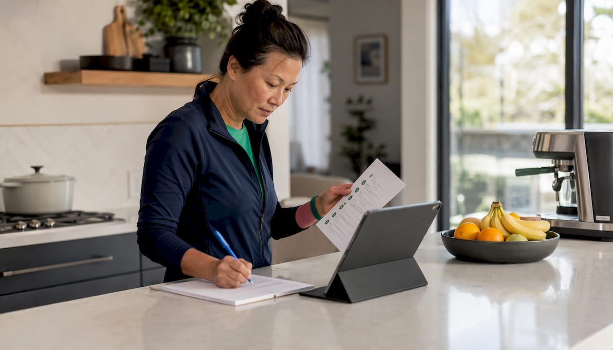Woman organizing pickleball league setup papers
