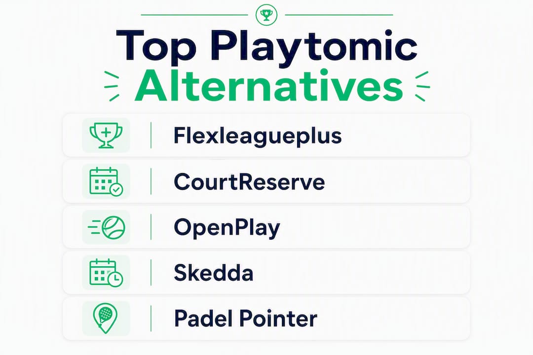 Infographic comparing top Playtomic alternatives for US clubs