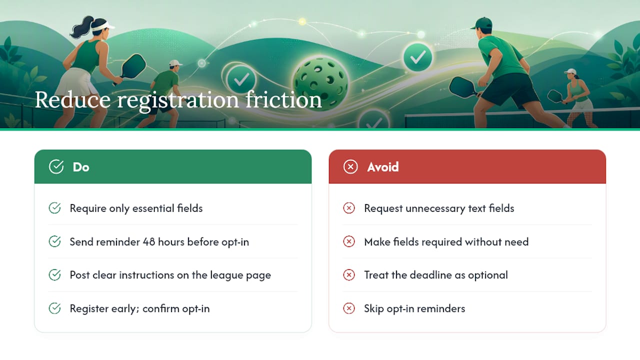 What running leagues taught me about registration friction — overview diagram