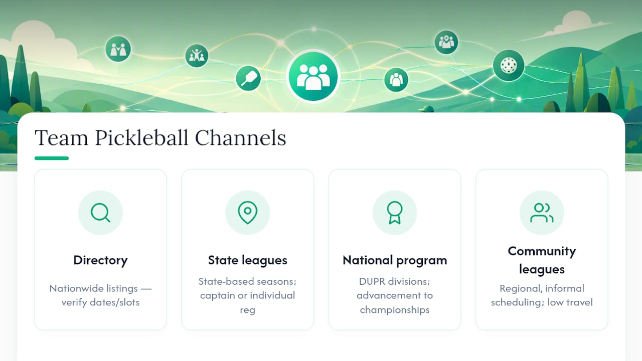 Comparison diagram of pickleball league discovery channels
