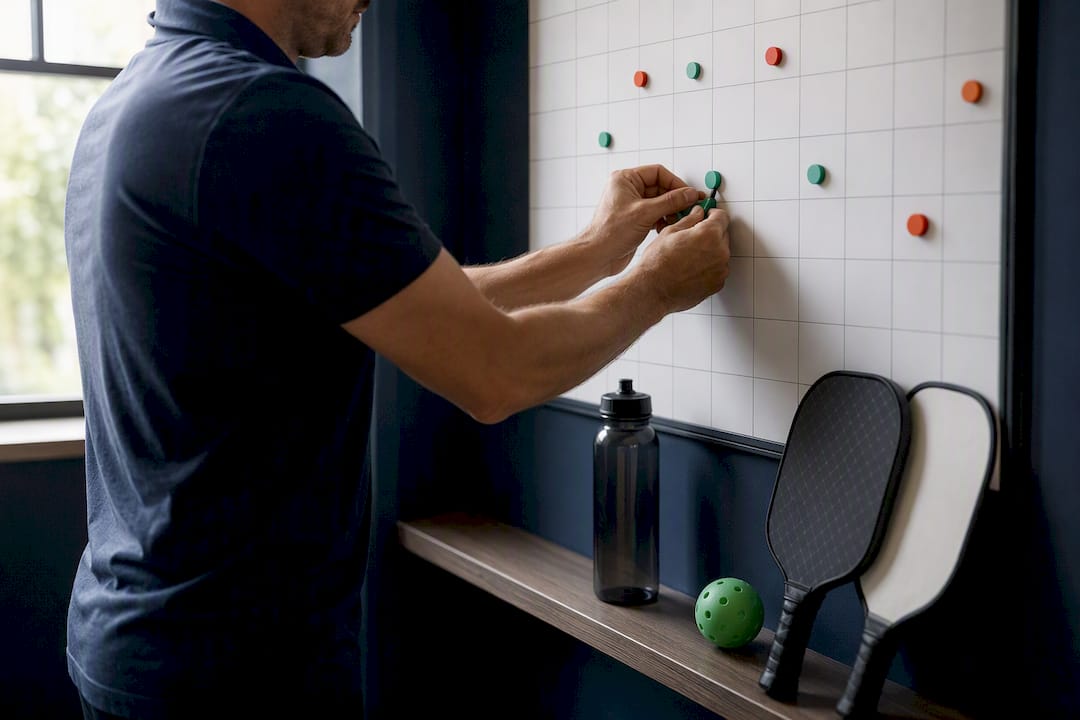Hands locking key dates on calendar board