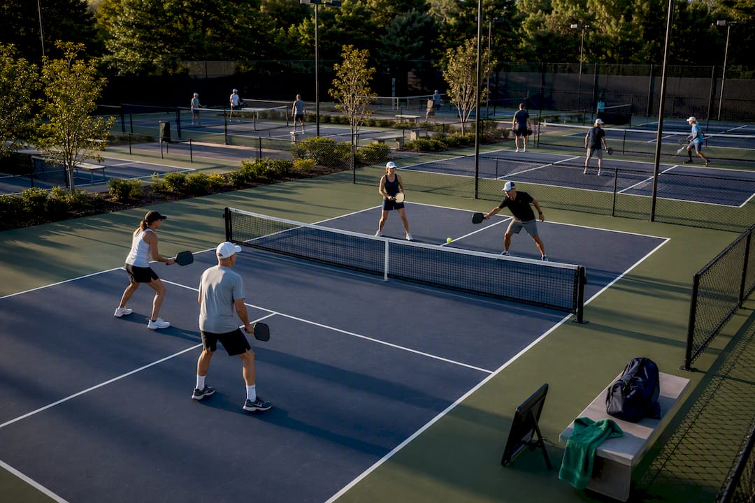 Pickleball courts hosting staggered consolation matches