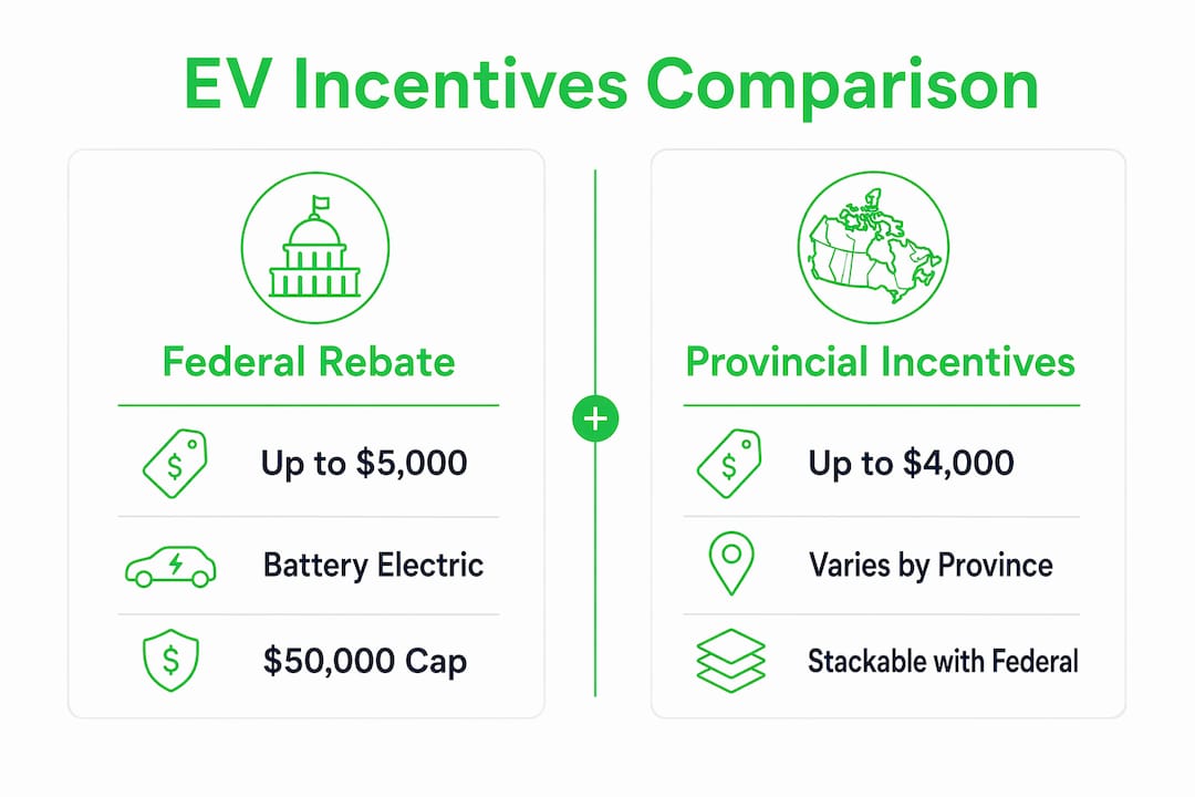 Comparison of federal and provincial EV rebates