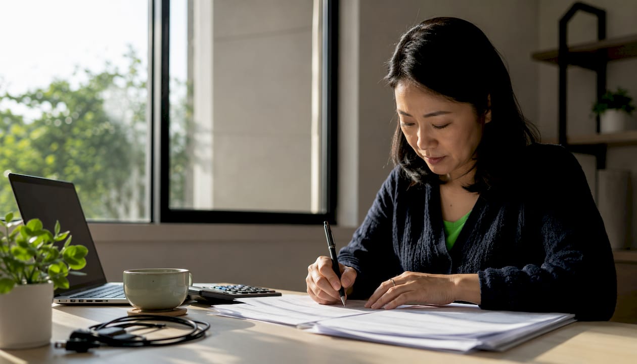 Person completing Canadian EV rebate forms