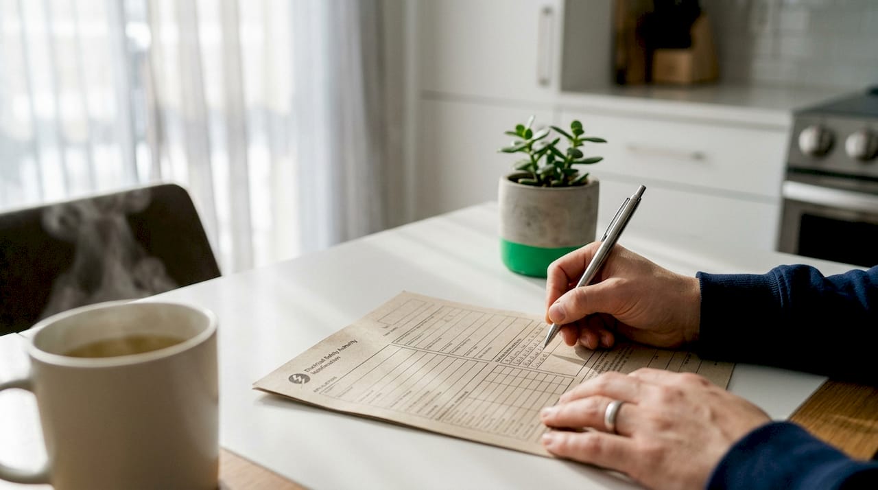 Hands filling ESA permit notification form