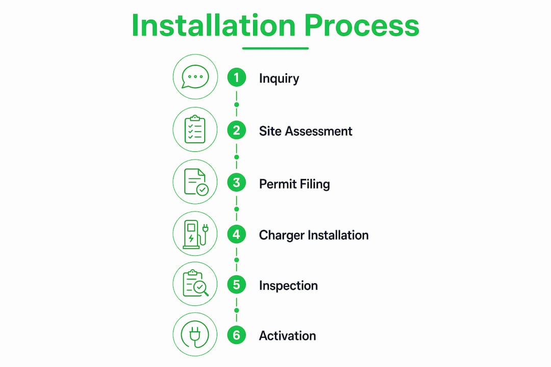 Infographic outlining EV charger installation process steps
