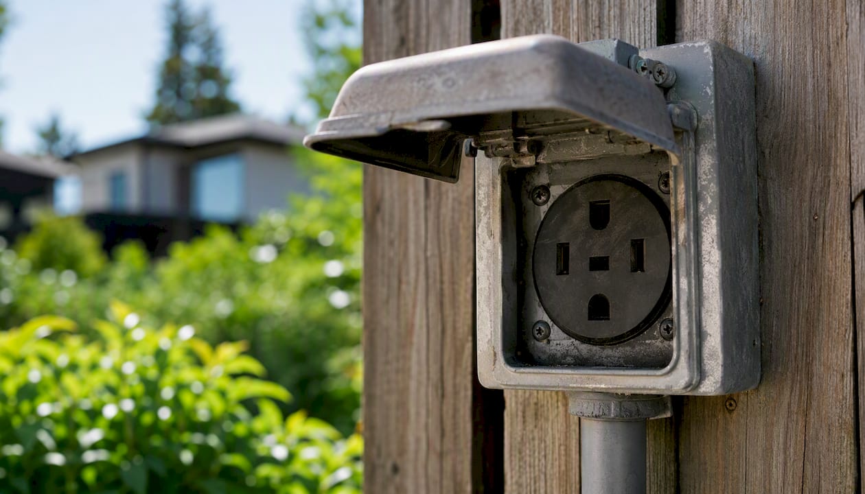 Commercial grade outdoor NEMA 14-50 outlet