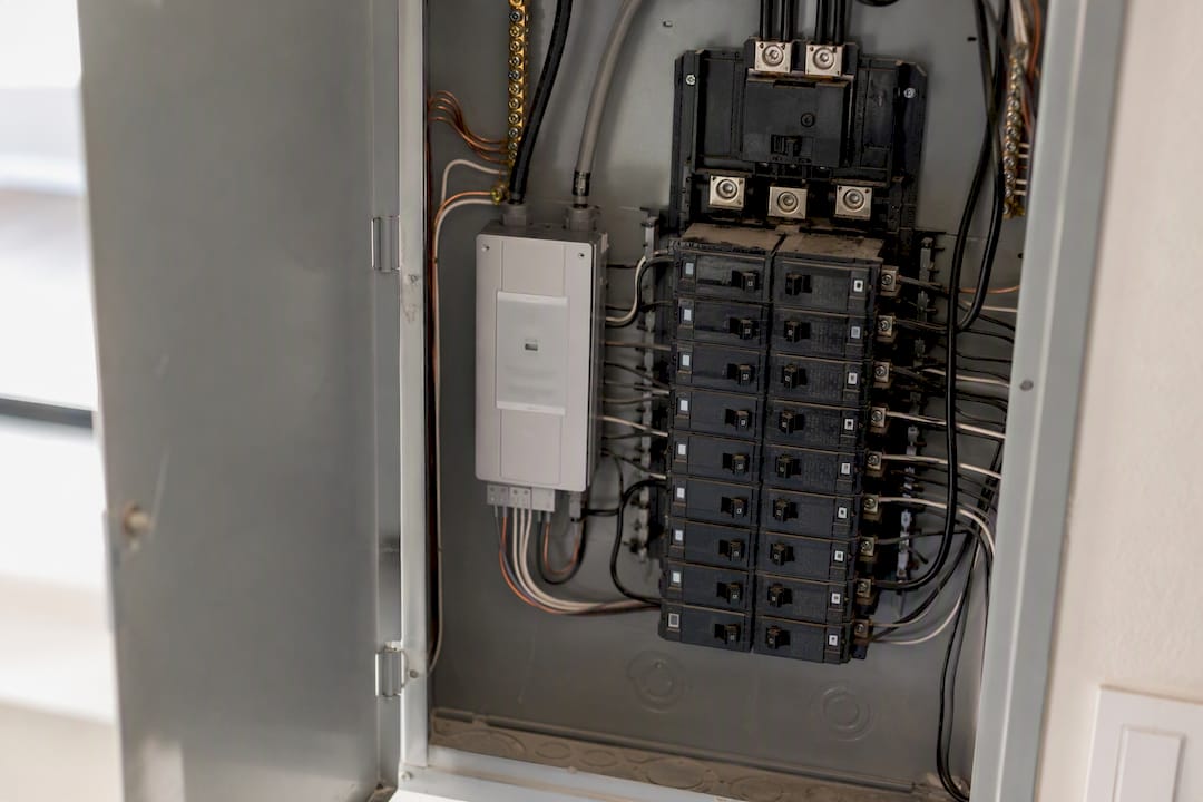 Home electrical panel with surge protector installed