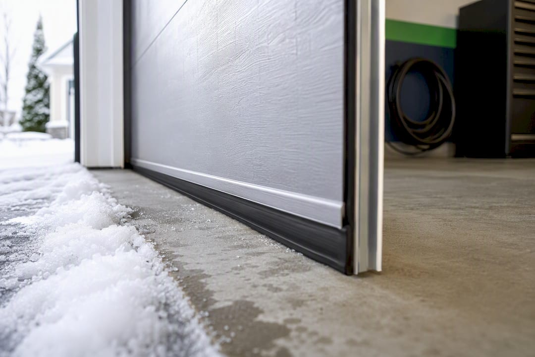Garage door weather seal blocking winter moisture