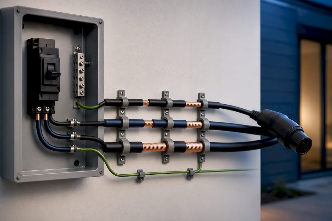Illustration of EV conductor sizing and wire run
