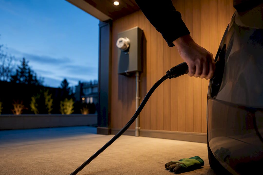Home EV charging beside residential electricity meter