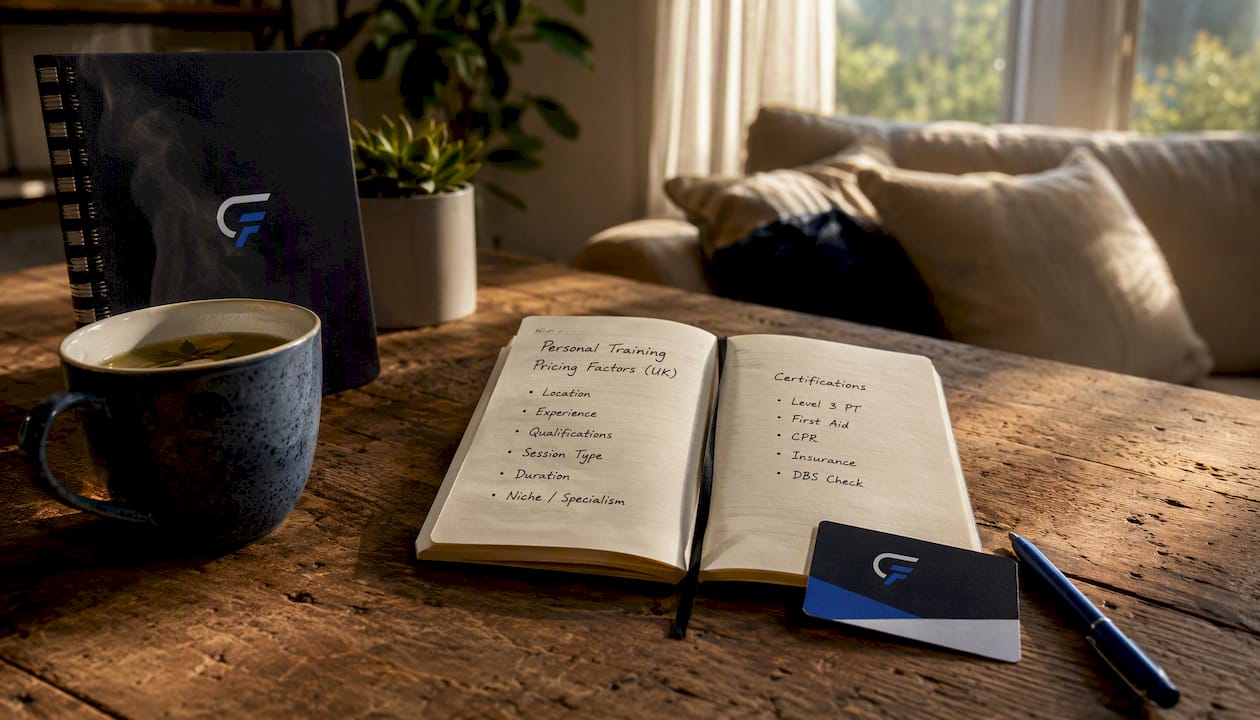 Flat lay showing personal training cost factors