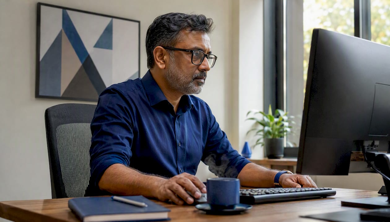 Man conducting monthly website security scan