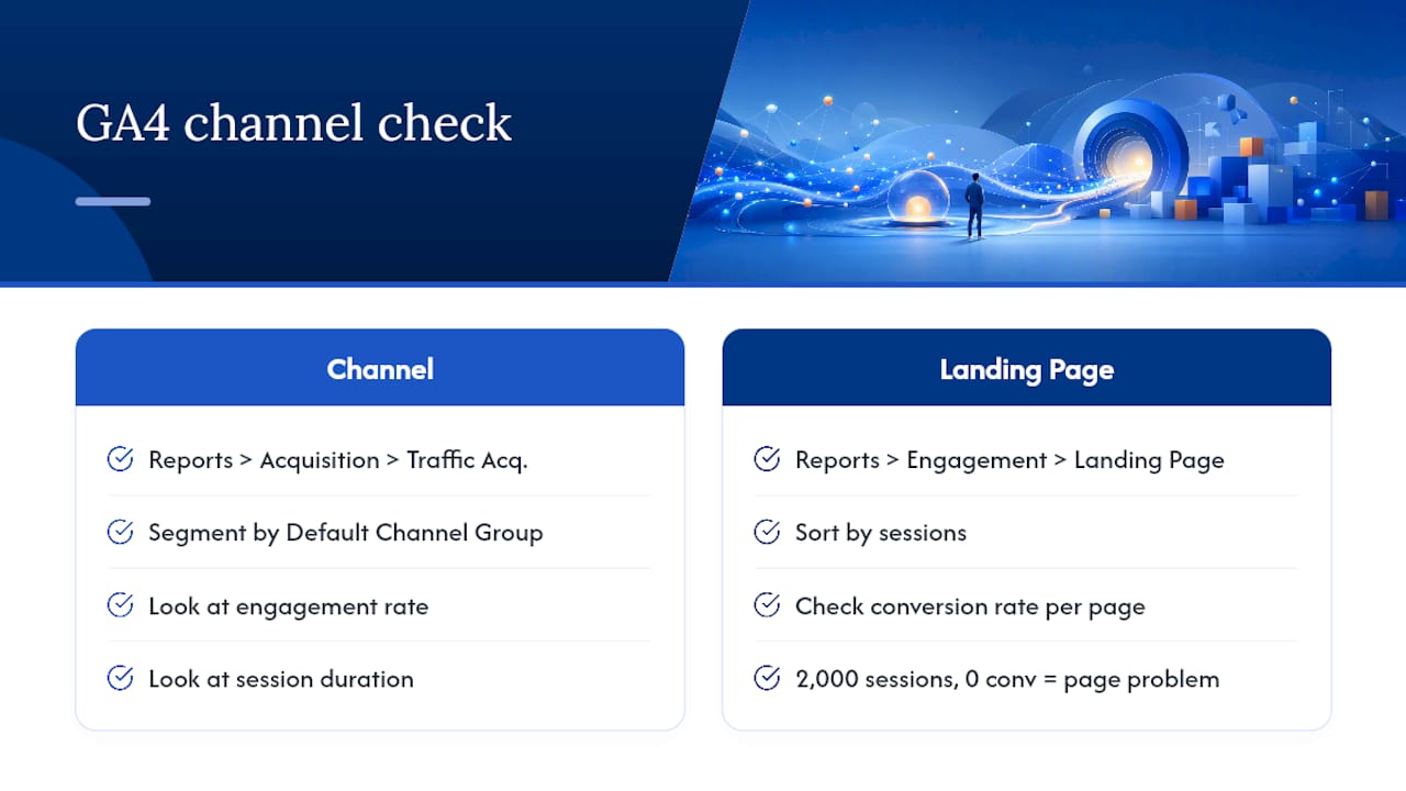 Diagram comparing GA4 channel engagement metrics