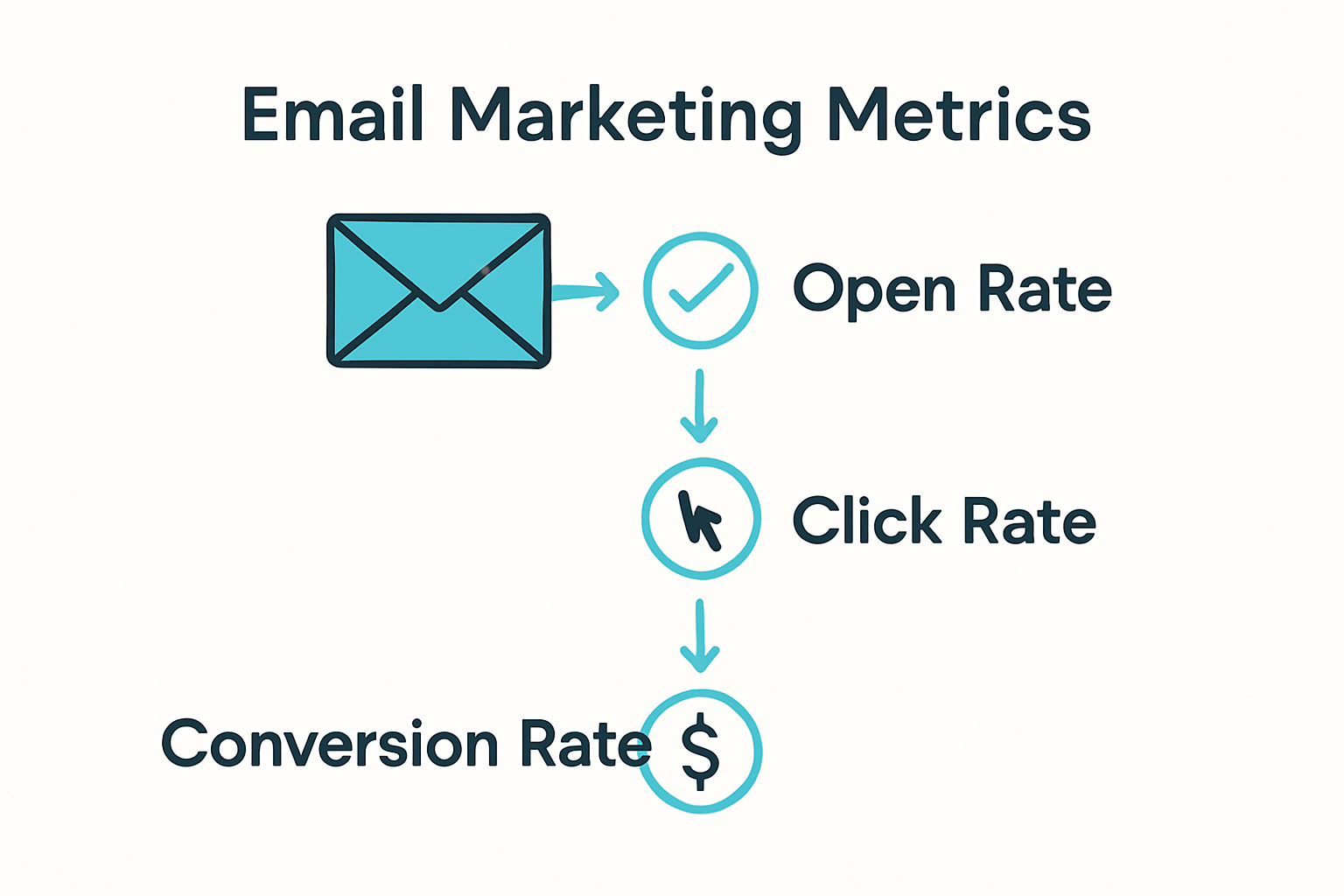 Key email marketing metrics explained with simple visuals