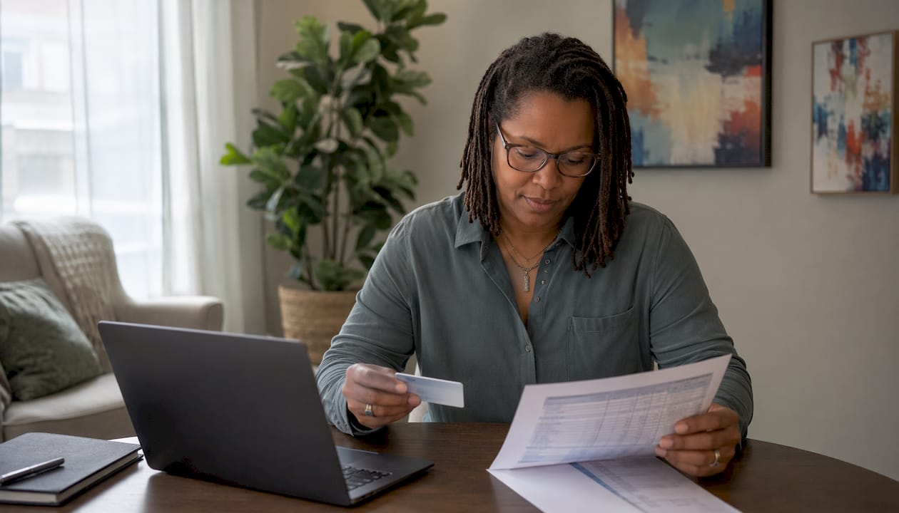 Hands checking insurance card and CPT codes