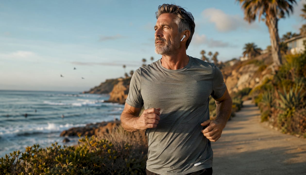 Executive jogging for stress relief outdoors