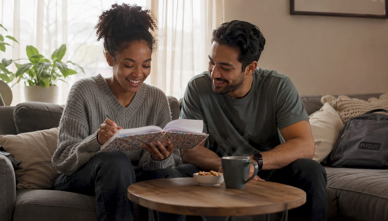 Couple engaging in love maps exercise
