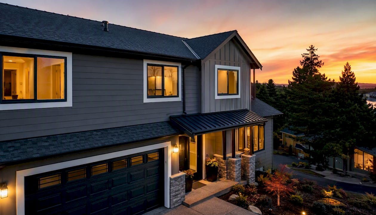 Renovated suburban home front exterior