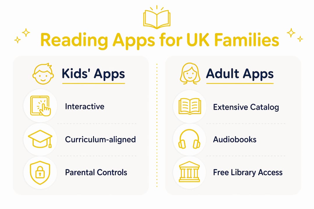 Infographic comparing kids and adult reading apps