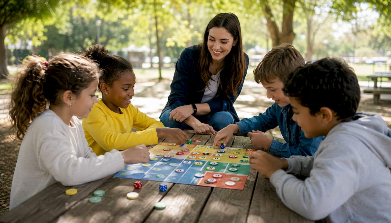 Children playing offline multiplication game