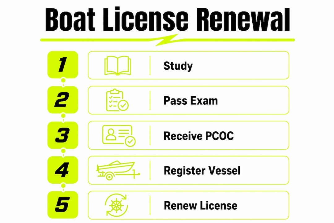 Infographic depicting boat license renewal steps