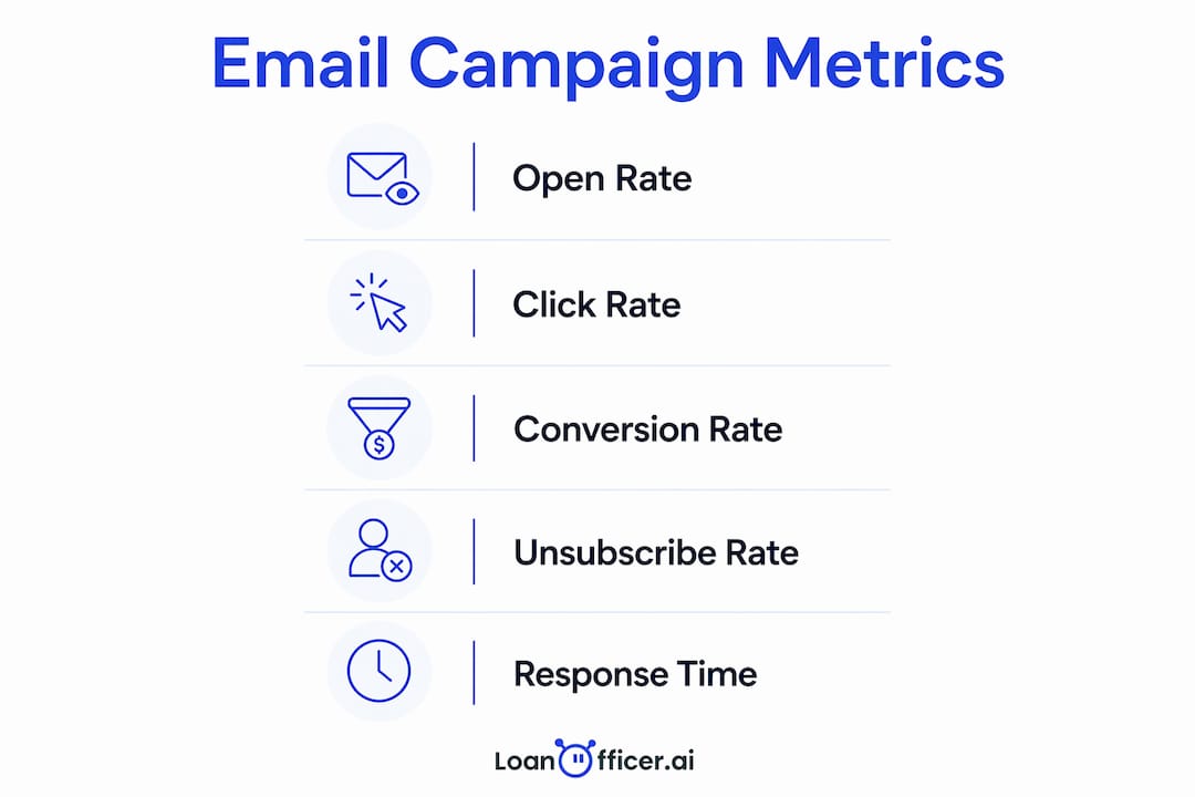 Infographic showing key mortgage email campaign metrics