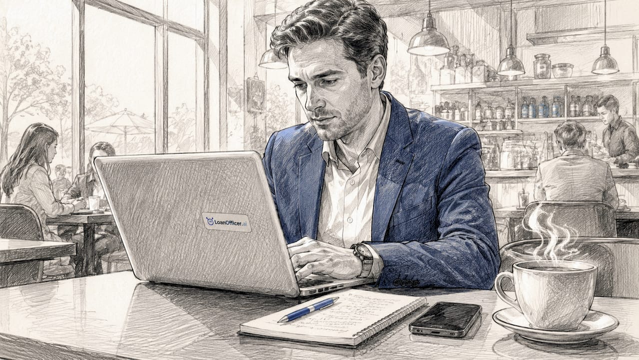 Loan officer reviewing email marketing templates