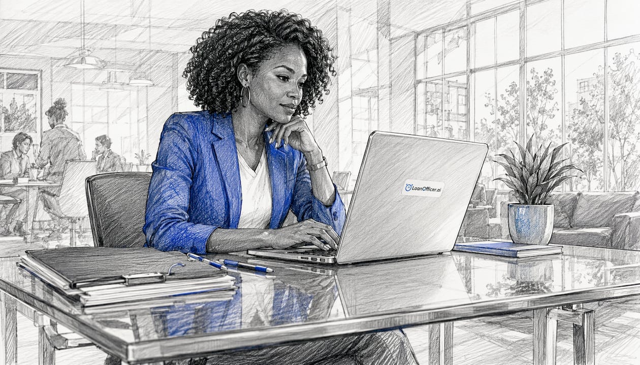 Loan officer working on mortgage CRM
