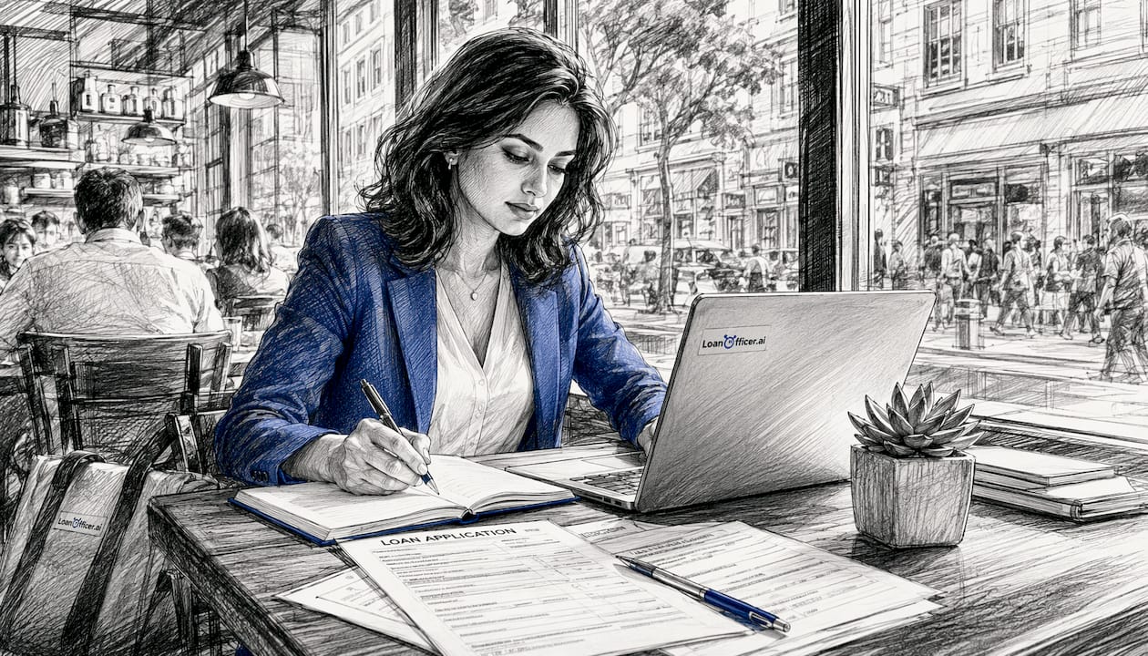 Mortgage professional onboarding with laptop and notes