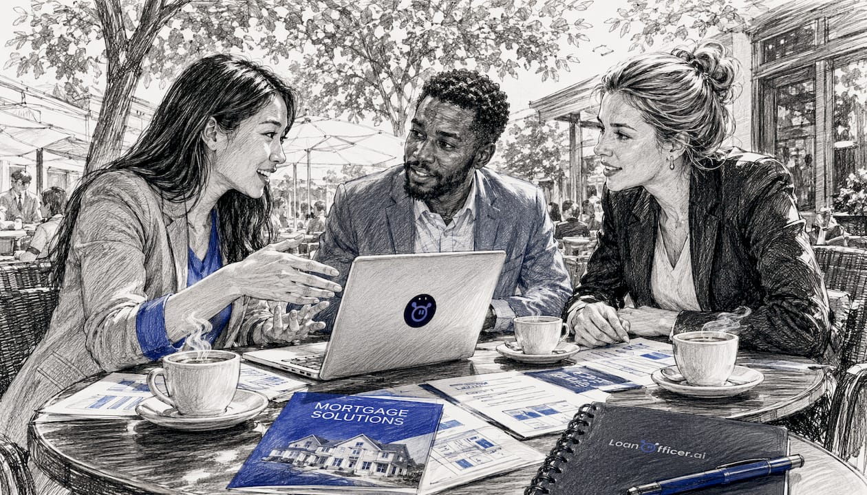 Team discussing CRM options around table