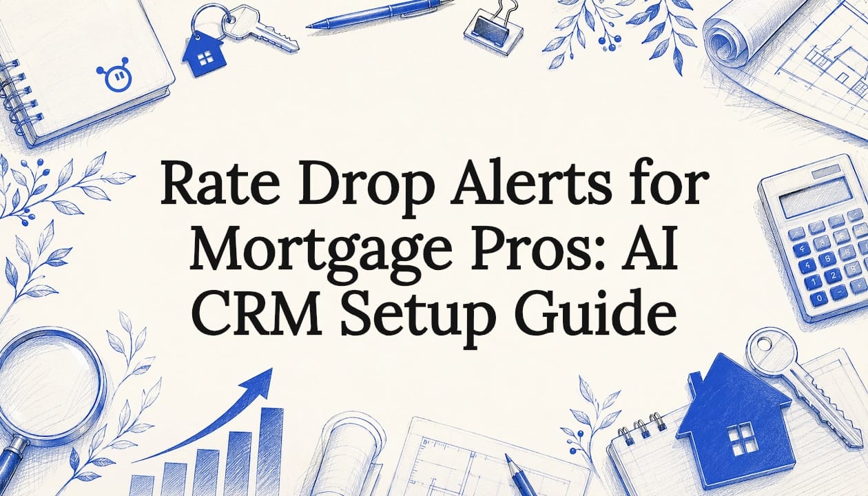 Decorative professional title card illustration with mortgage tools