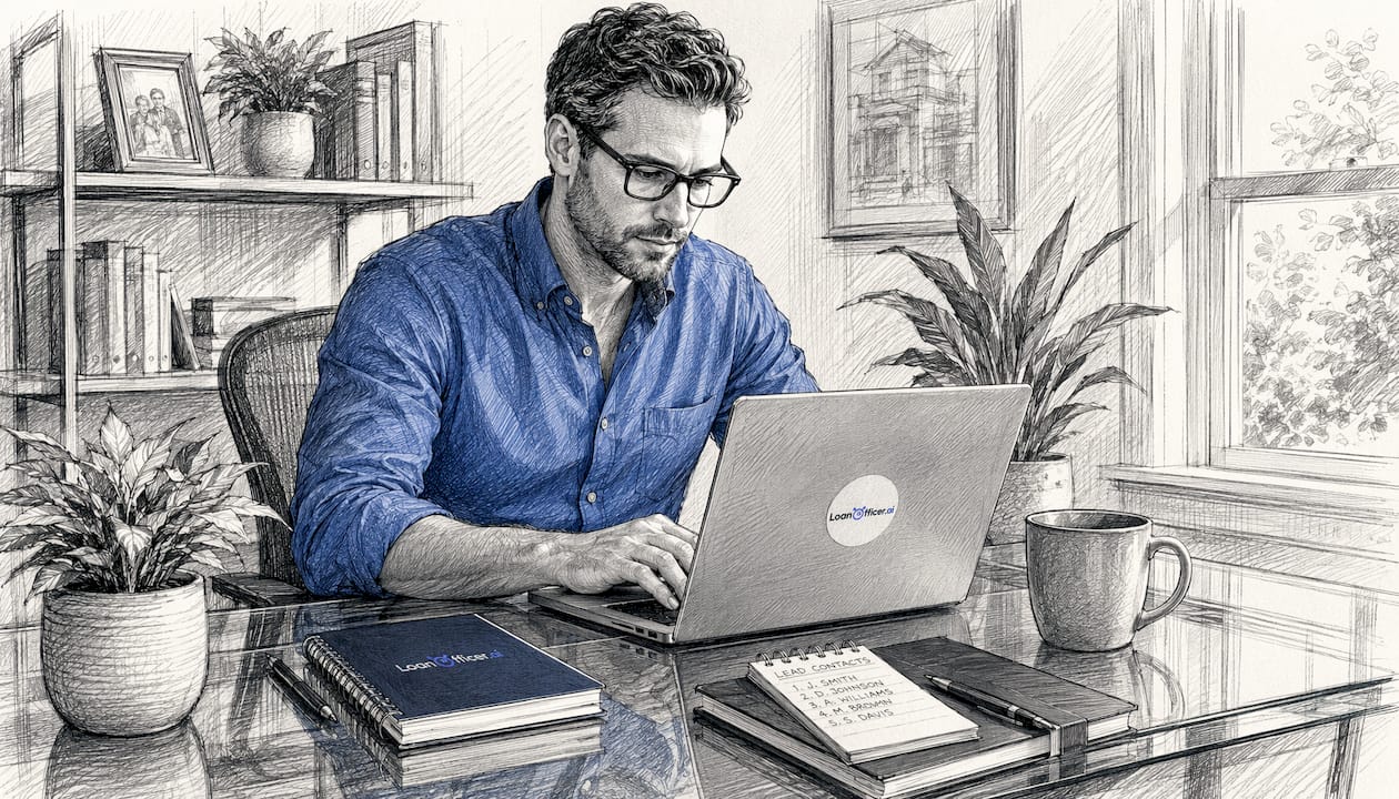 Solo loan officer working on CRM at home