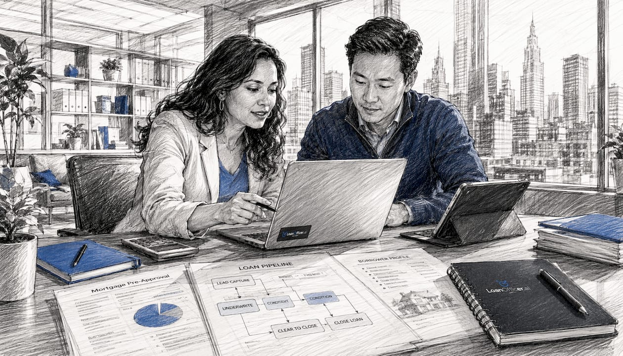 Mortgage pros collaborating using CRM software
