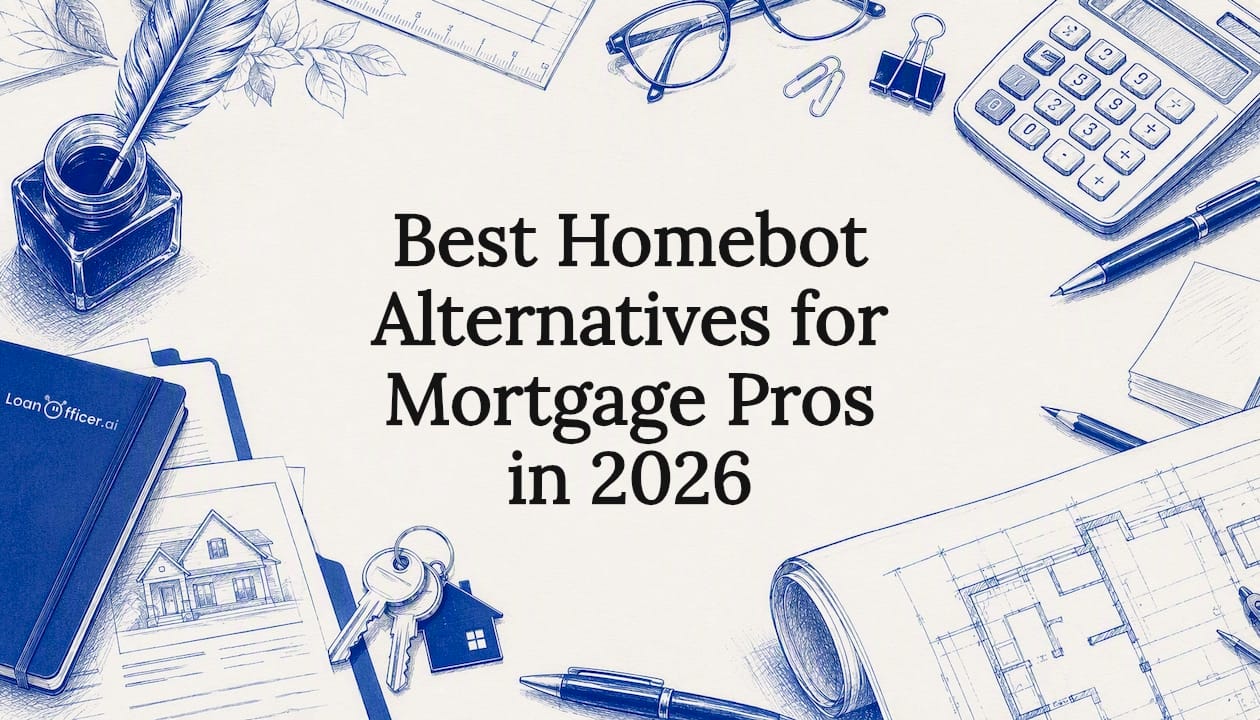 Decorative title card illustration with finance and mortgage tools